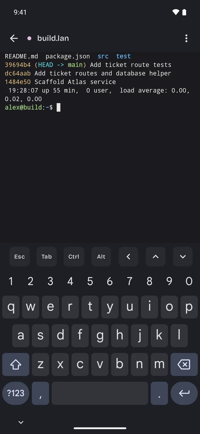 Cragmount SSH terminal connected to a server