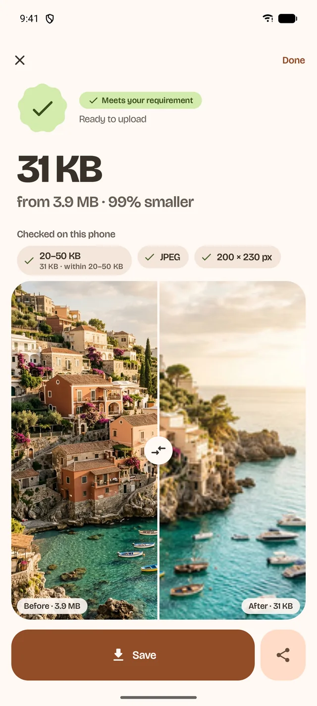 PicVerto result: 31 KB, meets your requirement, ready to upload